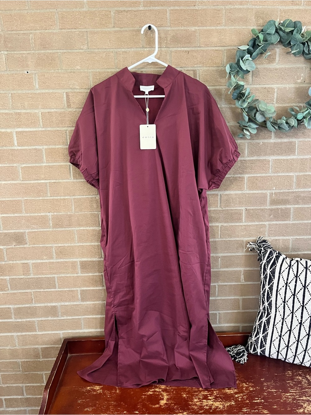 entro Wine Burgundy Maxi Dress with Split Hem